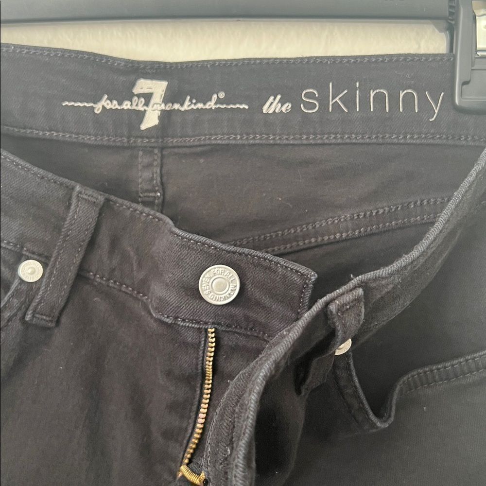 7 For All Mankind Black Denim Skinny Jeans in Size 30 - Picture 4 of 13